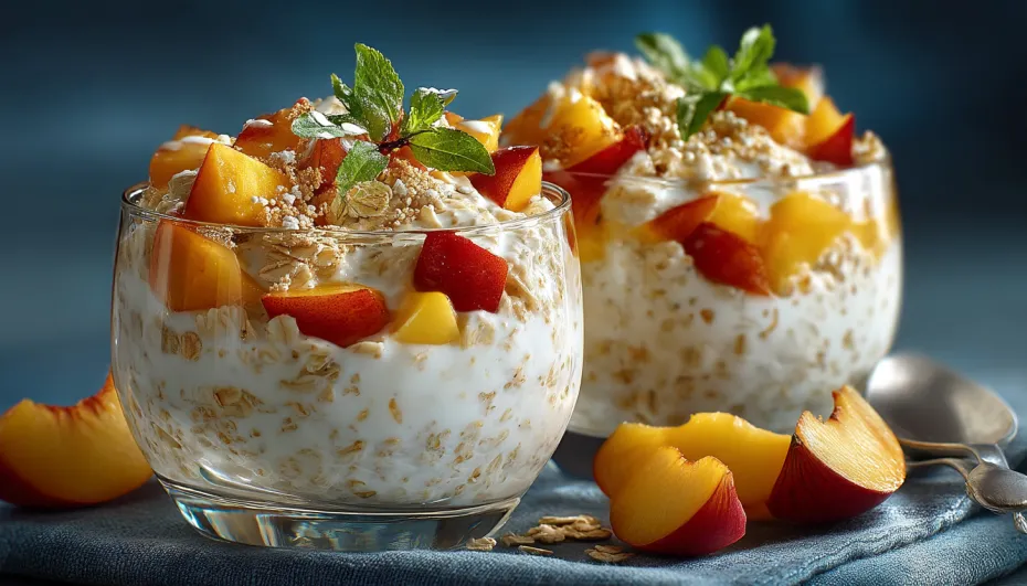 Персиково-овсяный десерт с творогом