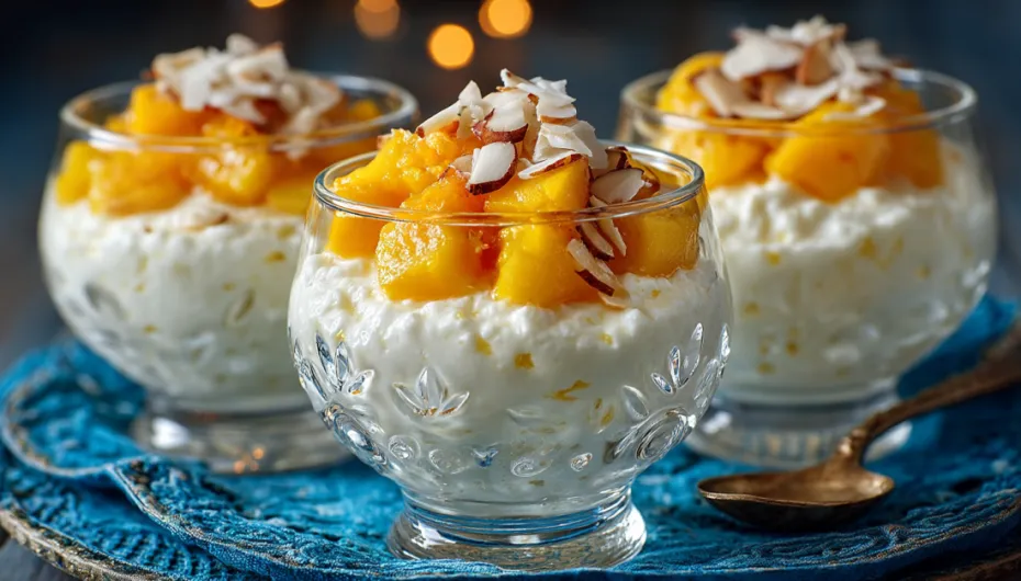 Десерт из творога с персиками и йогуртом