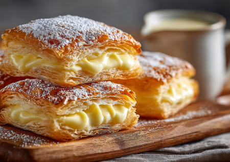 Слойки как из дорогой пекарни — ленивый способ с тестом из магазина и кремом, вкус просто вау