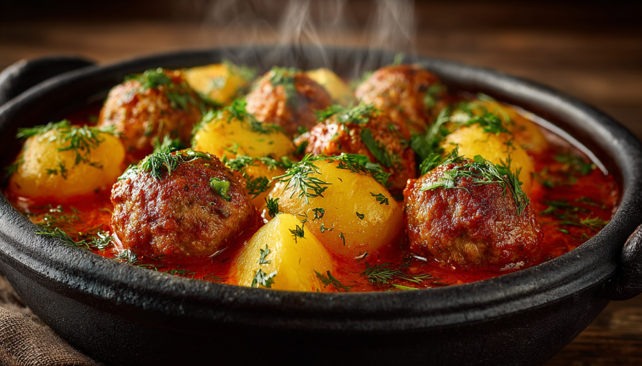 Тушеный картофель с тефтелями: сочно и нежно