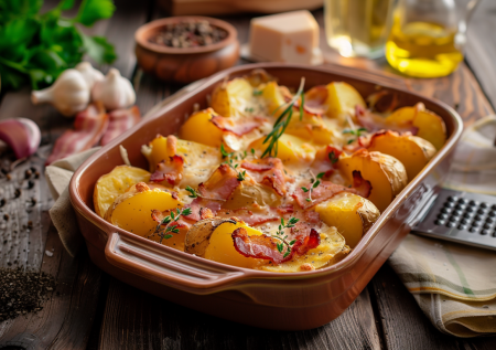 Вместо надоевшей картошки по-деревенски — этот рецепт с беконом, чесноком и розмарином просто хит