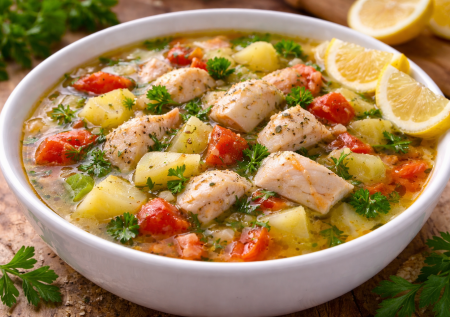 Беру минтай или горбушу и варю греческий суп — не уха, а интереснее. Бюджетно, но вкус как в ресторане