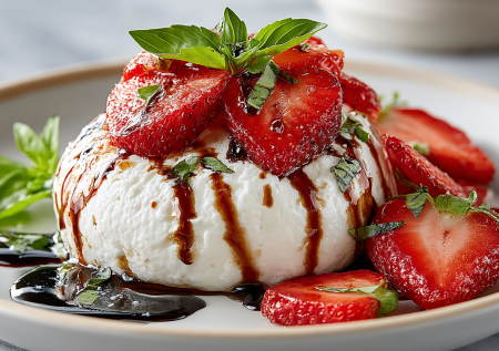 Магия в сезон клубники: готовлю десерт с бурратой и раскрываю вкус ягод по максимуму