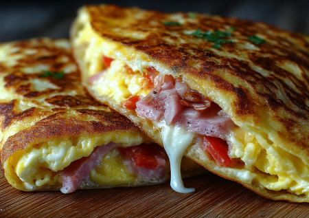 Разбиваю яйца в лаваш — и через 5 минут омлет-конвертик с ветчиной и сыром: сытнее бутерброда и вкуснее яичницы