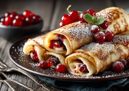 Блины с начинкой без сковородки: вылил тесто на противень — и в духовку на 20 минут