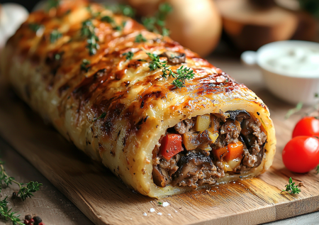 Превращаю обычную картошку и фарш в балдежный рулет: ничего тереть и заранее жарить не нужно