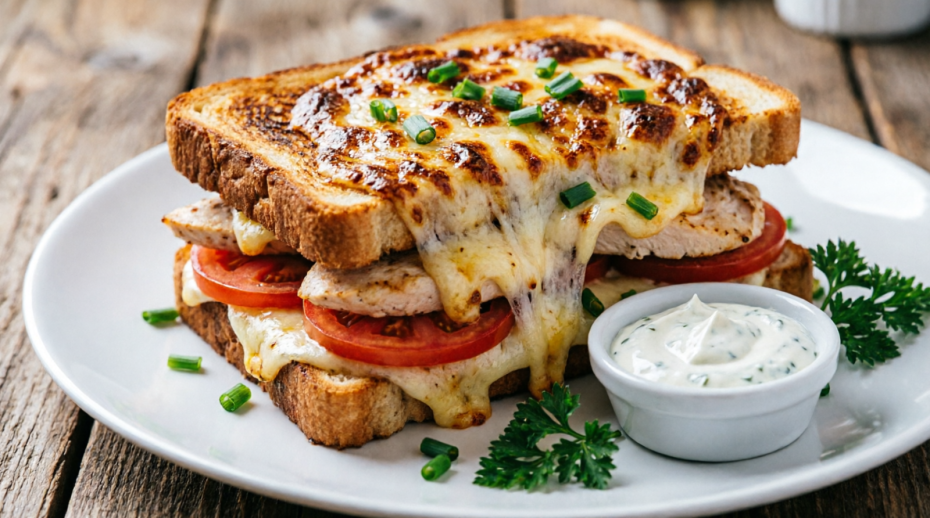 Рецепт горячих бутербродов с сыром и курицей