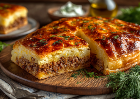 Смешиваю майонез с мукой, и тесто готово — всего 2 ингредиента: сытный мясной пирог из пачки фарша