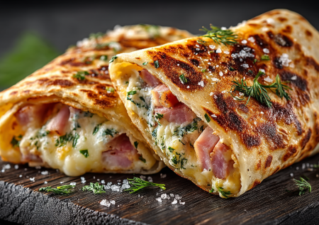 Натираю плавленый сыр с чесноком — и в лаваш. Пикантный рулет с ветчиной и зеленью — вкуснее, чем в кафе