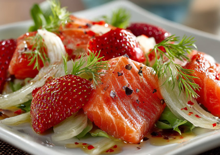 Все думали, я спятил, когда мешал лосось с клубникой, — теперь этот салат готовлю каждое лето