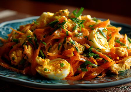 Жарю шампиньоны и мешаю с корейской морковкой — кушать подано. Обалденный салат съедают за один присест