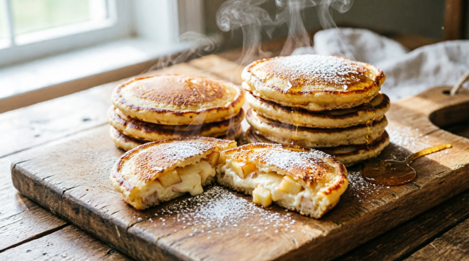 Сладкие ленивые пирожки с творогом и яблочными кусочками