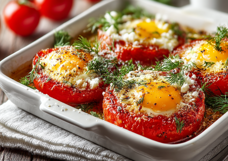 Просто беру помидоры и разбиваю в них яйца — завтрак из духовки за 12 минут: яичница с томатами в новой интерпретации