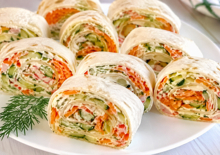 Три ингредиента в лаваш и через 5 минут на столе рулет: такой простой и вкусный, что его хочется готовить постоянно