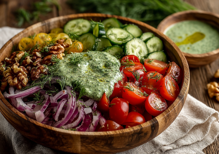 Никакого майонеза и сметаны: летний салат из овощей будет вдвойне вкусней с этой заправкой