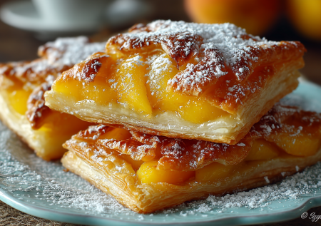 Беру слоеное тесто и банку персиков — пеку слойки за 15 минут. Смакую нежные «вкусняшки» с чаем и кофе