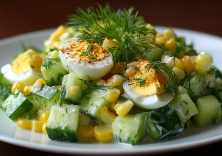 Для этого салата варю только один ингредиент. Весенний салат с кукурузой и огурцами — всего 150 ккал, сытный и сбалансированный