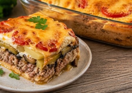 Вместо мяса по-французски делаю запеканку по-капитански: фарш, картошка — и слоистое чудо готово. Получается сочно и насыщенно