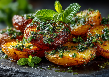 Вместо скучного пюре — запеченный картофель в мятном масле. Минимум движений, максимум вкуса