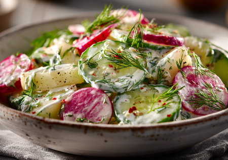 Нужен идеальный салат к шашлыку? Этот — порция весны в тарелке: хруст, свежесть и чесночная заправка