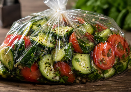 Кидаю огурцы с помидорами в пакет: хрустящая закуска готова через 30 минут — как малосольные, только быстрее