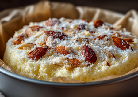 Смешиваю кокос, сгущенку и миндаль на сковороде — через 5 минут торт «Рафаэлло», нежнее, чем в магазине