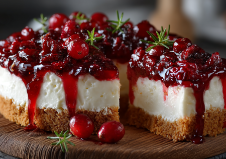 Пирог «Брусничный рассвет» — творожный чизкейк без выпечки с ягодной глазурью за 20 минут