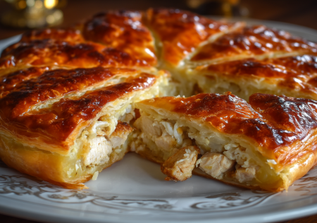 Пирог со вкусом самсы из ленивого слоеного теста за 10 минут — сочный, слоистый, хрустящий