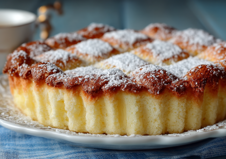 Пирог «Перина» — светлая версия без какао: творожная начинка сеточкой, нежнее и воздушнее торта
