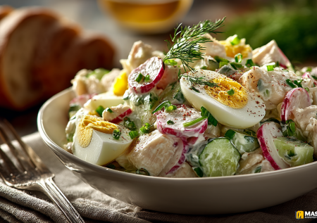 Беру грудку, яйца и зеленый лук. Салат «Нежный апрель» готовлю каждую весну: хрустящий, витаминный, ароматный