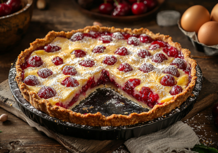 Пирог «Алые паруса» с вишней — творожный слой, ягодный топ и хрустящая корочка за полчаса