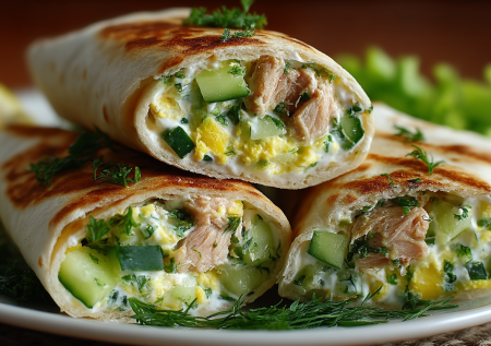 Разминаю консервы тунца с огурцом и яйцом — в лаваш. Бюджетный рулет на праздник — вкуснее, чем с красной рыбой