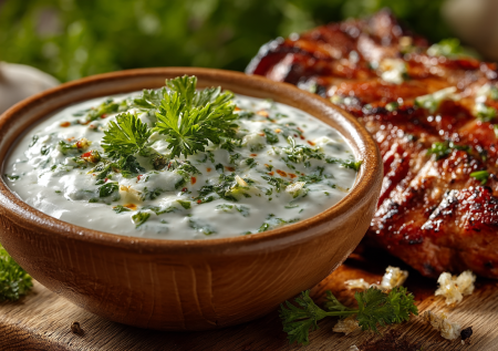 Вместо кетчупа к шашлыку — белый грузинский соус. С аджикой и чесноком, идеален к мясу