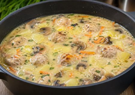 Жарю грибы и фрикадельки: такой быстрый суп готовлю постоянно — вкуснота без долгой варки бульона