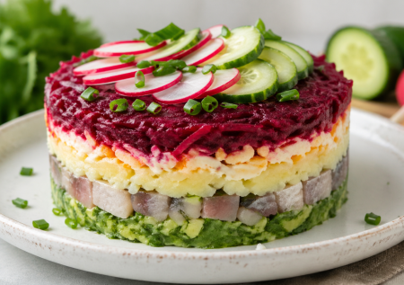 Селёдка сменила «шубку» на весеннюю: готовим салат без майонеза для тёплого периода