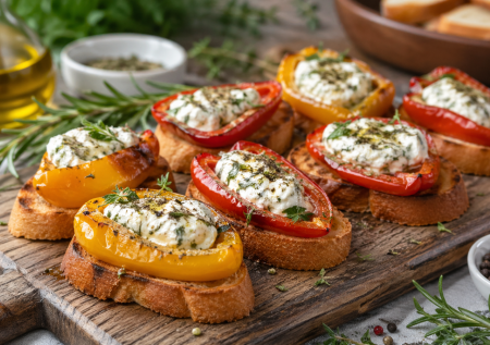 Пеку 4 перца и мариную с сыром: закуска на поджаристый хлеб, попробуете один раз — и всё, считай пропали