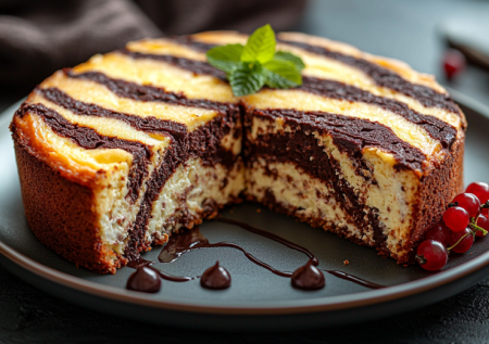 Добавила к творогу ложку какао — через 30 минут достаю из духовки «Зебру». Нежная, воздушная запеканка с ванильным ароматом