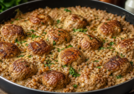 Готовлю гречку так — и не остаётся ни крупинки: жарю с фрикадельками в особой подливе