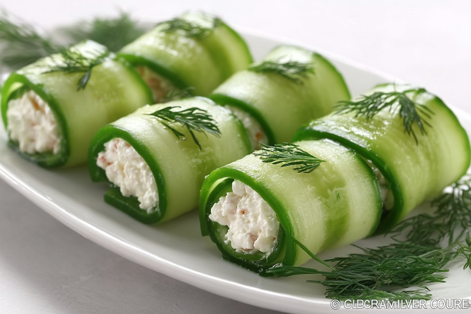 Рулетики из огурца с творожным сыром