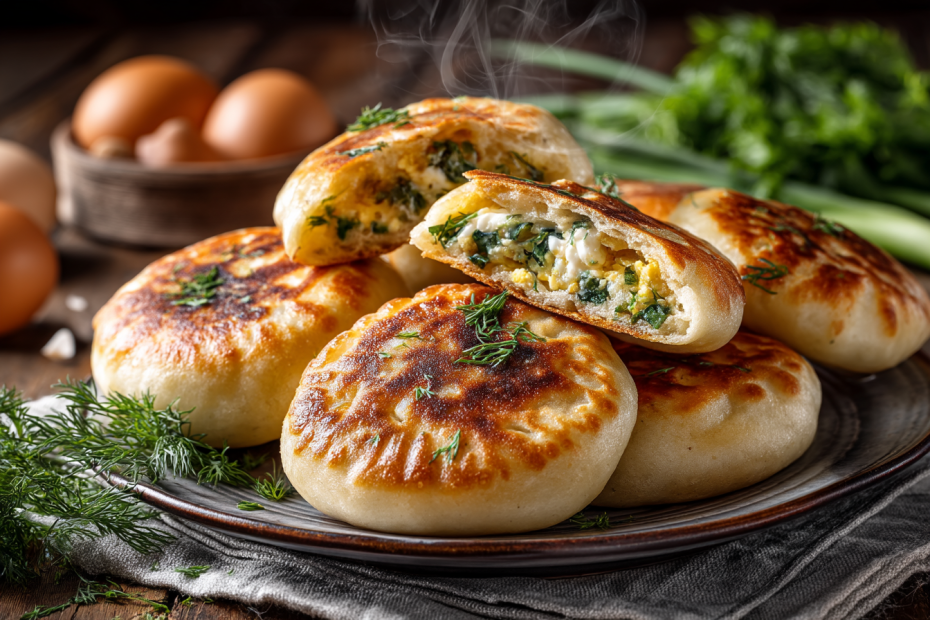 Пирожки с яйцом и зеленью