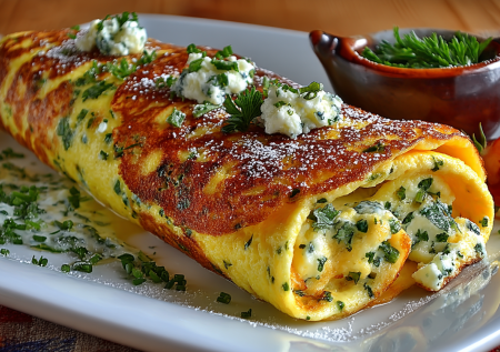 Беру яйца и немного сыра — через 15 минут творожный омлет-рулет готов, нежнее и ароматнее сырников