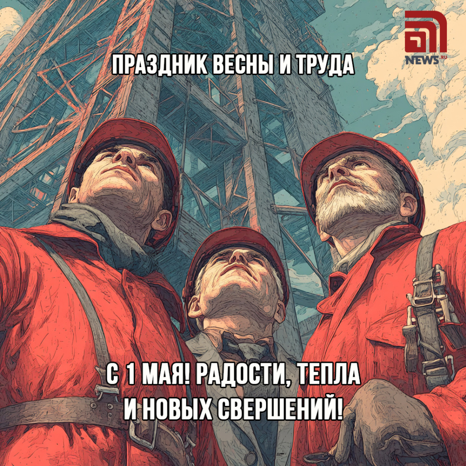 Открытка с пожеланиями на Первое мая