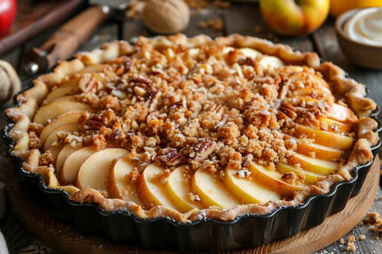 Кефирная шарлотка с жареным грецким орехом и корицей