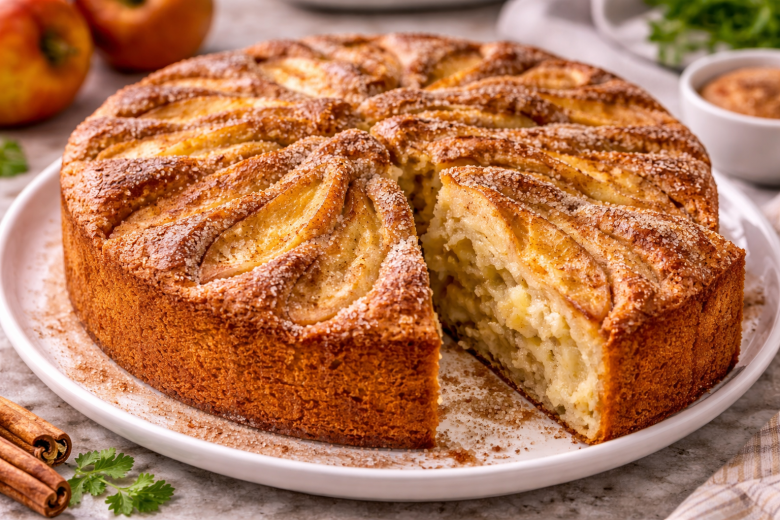 Шарлотка-бисквит: три яйца, стакан сахара, стакан муки