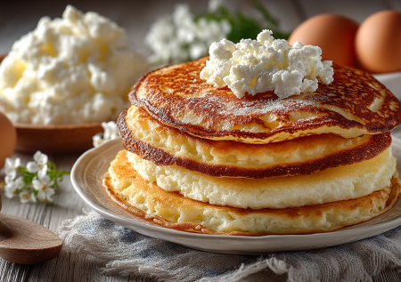 Добавляю два яйца к брикету творога — и вместо сырников подаю пышные творожные блины