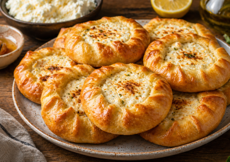 Беру творог и готовлю греческую калицунью — простые открытые пирожки