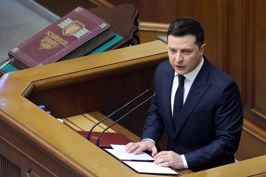 Владимир Зеленский произносит речь на открытии седьмой сессии Верховной рады IX созыва, 2022 год