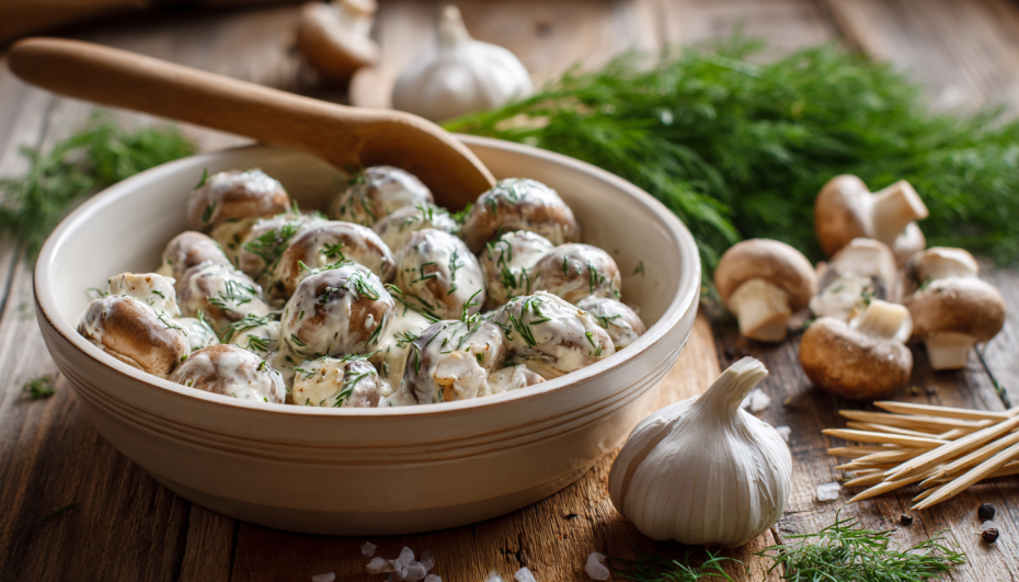 Сметанный маринад с чесноком и укропом
