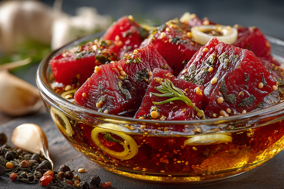 Шашлык из говядины с луком и крепкой чайной заваркой