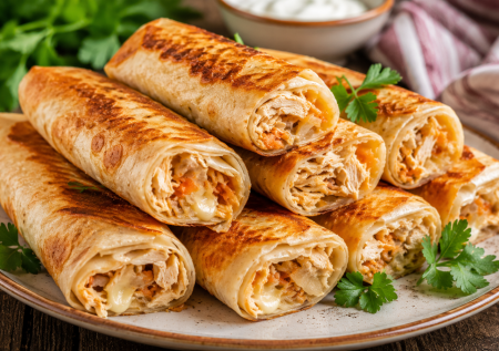 Трубочки из лаваша с курицей и овощами можно готовить хоть тонну — улетают вмиг